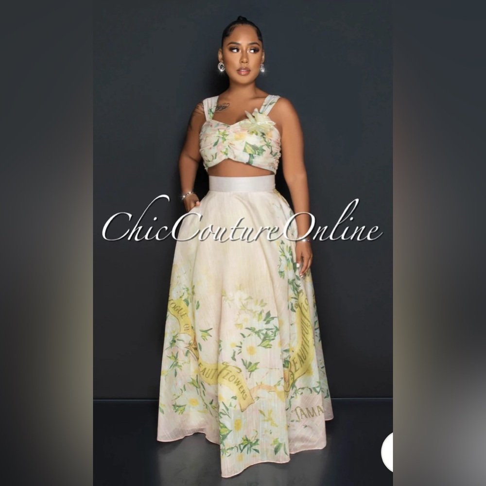 Floral Crop Top and Maxi Skirt Set